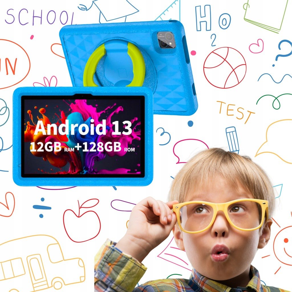 Exact Solution Kids (WiFi + 4G) Tablet 10-inch T606 Model, Octa Core 1.6GHz, IPS Display, 5.0+8.0MP Camera, RAM 12GB(6G+6G Expand) + ROM 128GB. All-Day Battery Life, (Wi-Fi + 4G) Android 14 Tablet for Kids